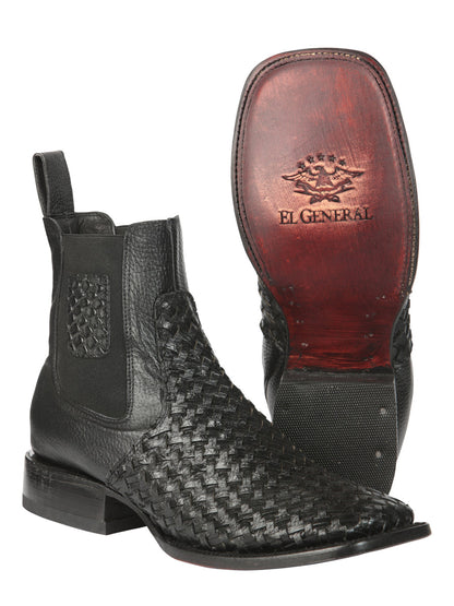 The Woven Rodeo Ankle Boot — Black (No. 45181)