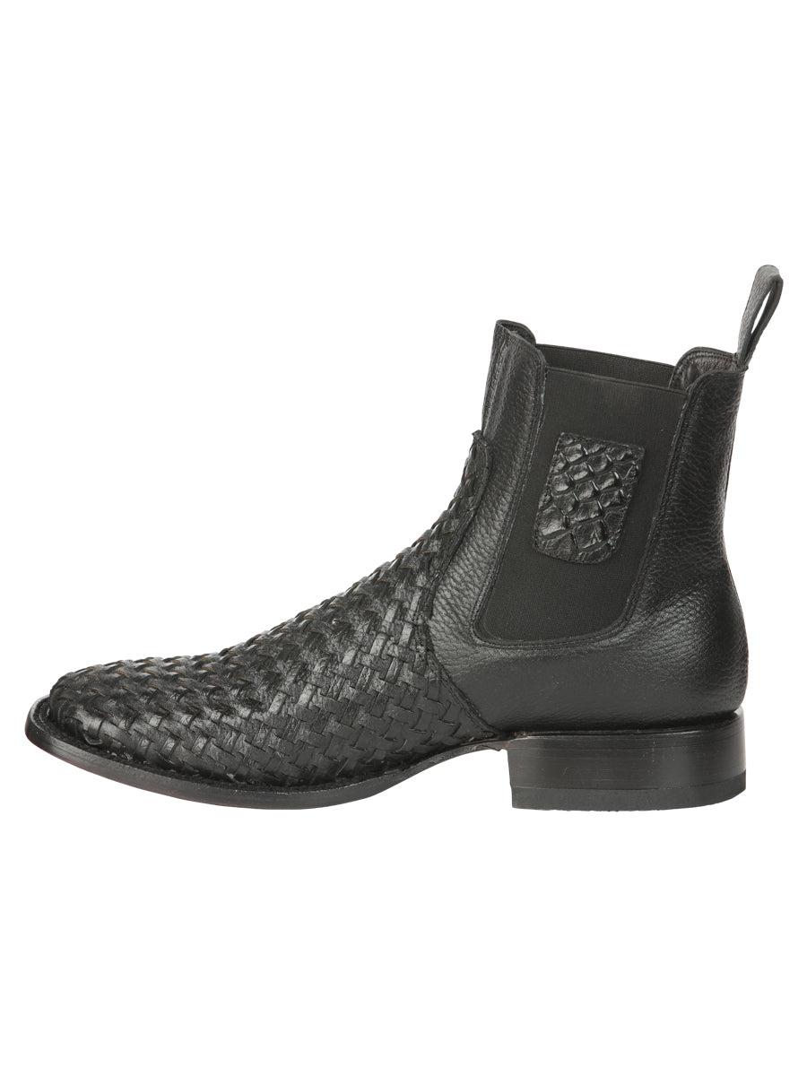 The Woven Rodeo Ankle Boot — Black (No. 45181)