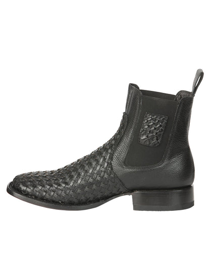 The Woven Rodeo Ankle Boot — Black (No. 45181)