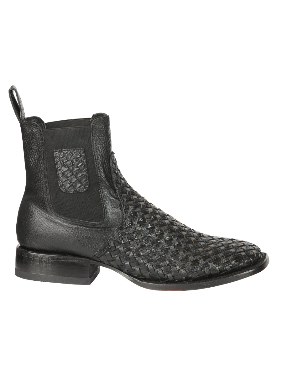 The Woven Rodeo Ankle Boot — Black (No. 45181)
