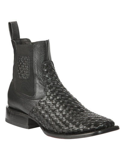 The Woven Rodeo Ankle Boot — Black (No. 45181)