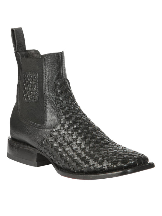 The Woven Rodeo Ankle Boot — Black (No. 45181)