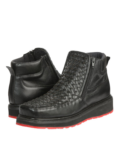 The Woven Zip Ankle Boot — Black (No. 45183)