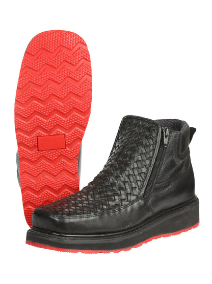 The Woven Zip Ankle Boot — Black (No. 45183)