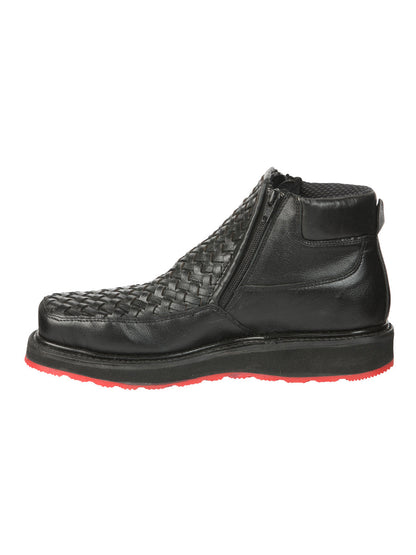 The Woven Zip Ankle Boot — Black (No. 45183)