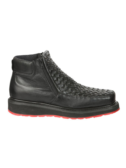The Woven Zip Ankle Boot — Black (No. 45183)