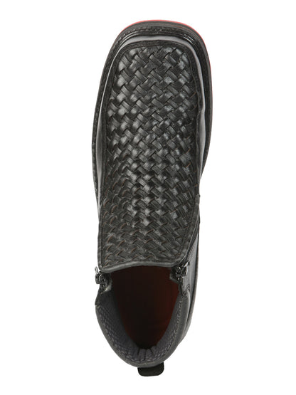 The Woven Zip Ankle Boot — Black (No. 45183)