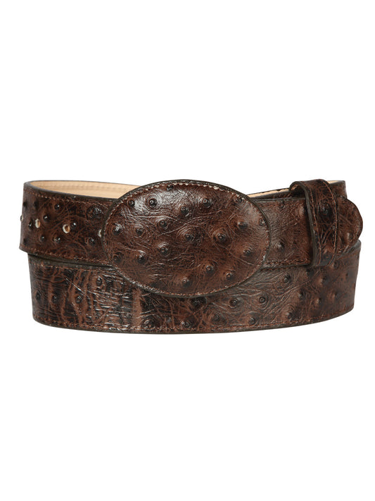 The Cowboy Belt — Brown Ostrich Print (No. 45261)