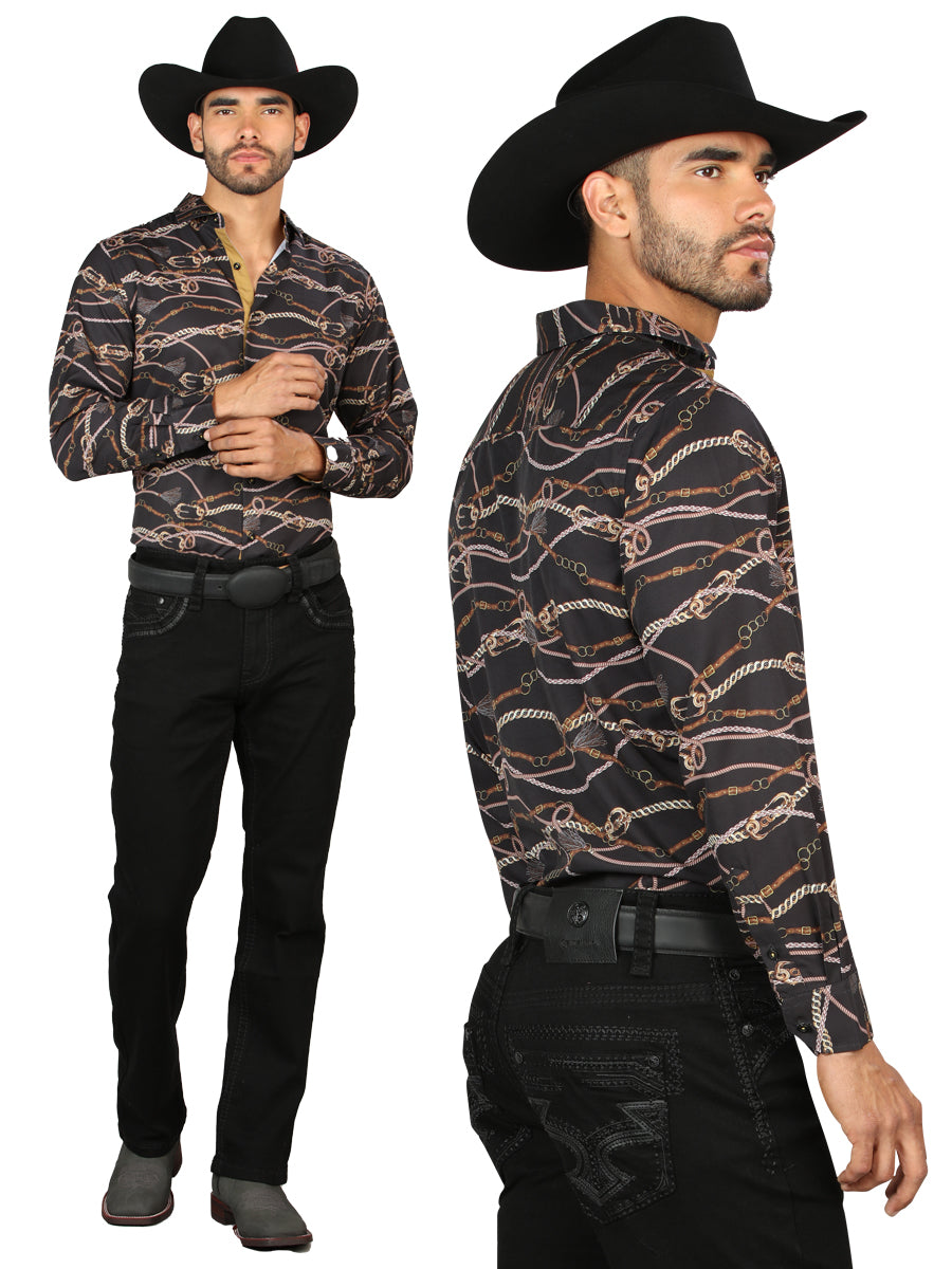 Centenario Men's Black Denim with Dark Embroidered Details 45312