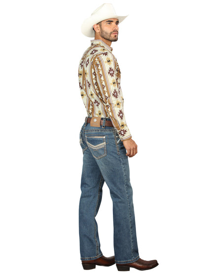 The Embroidered Bootcut Jean — Blue