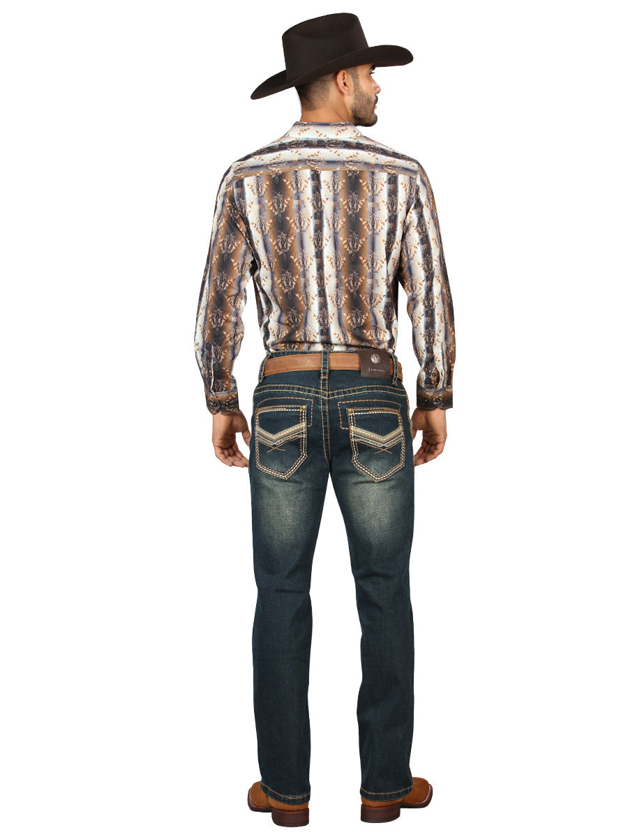 The Embroidered Bootcut Jean — Tinted Green