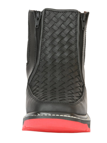 The Woven Zip Ankle Boot — Black (No. 45358)