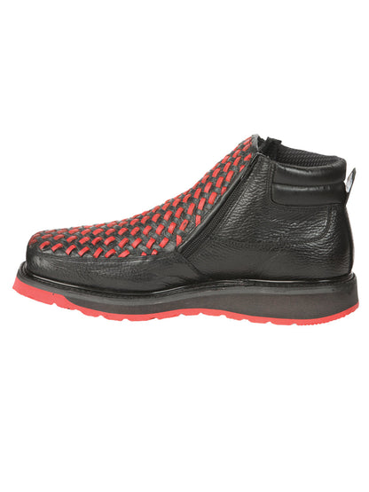 The Petatillo Zip Ankle Boot — Black & Red (No. 45402)