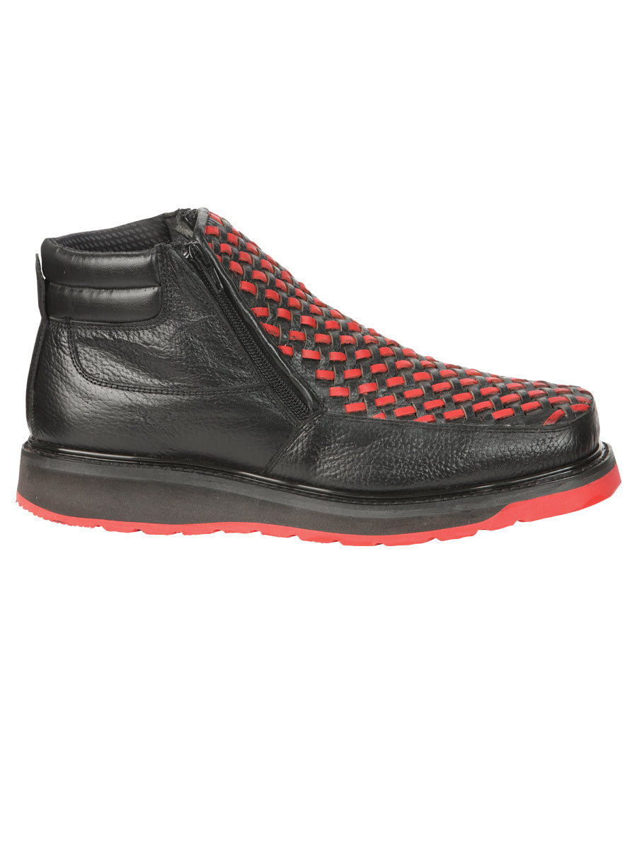 The Petatillo Zip Ankle Boot — Black & Red (No. 45402)