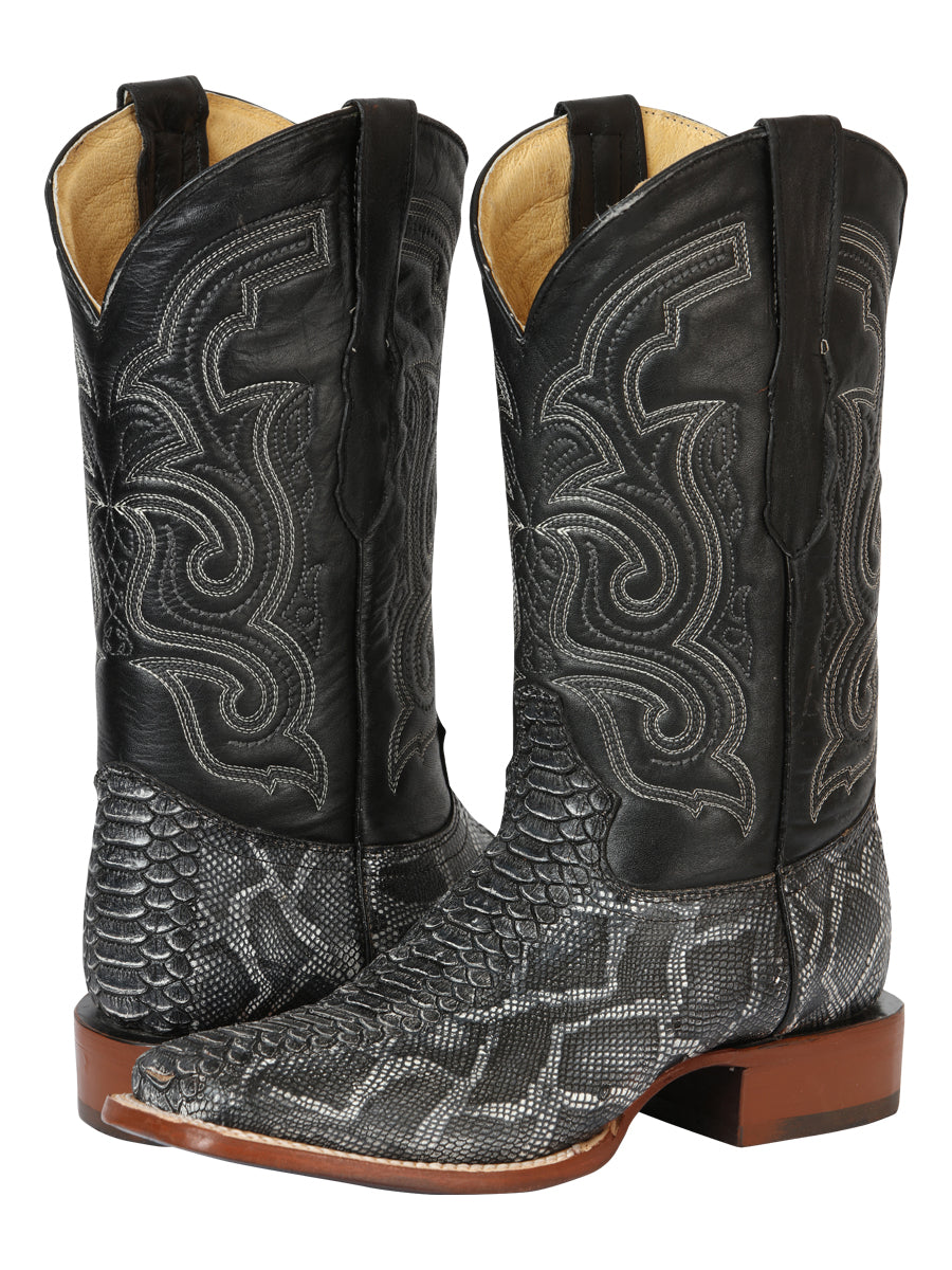 The Bulldog Rodeo Boot — Gray Python Print (No. 45432)