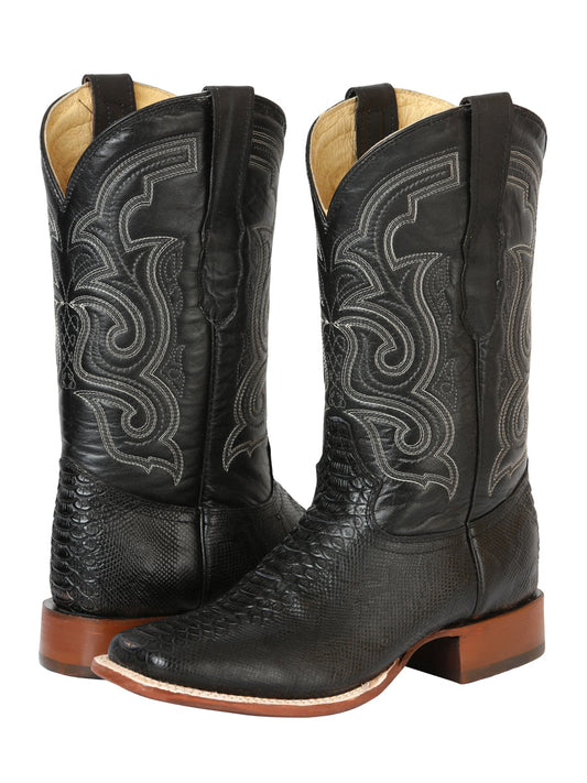 The Bulldog Rodeo Boot — Black Python Print (No. 45433)
