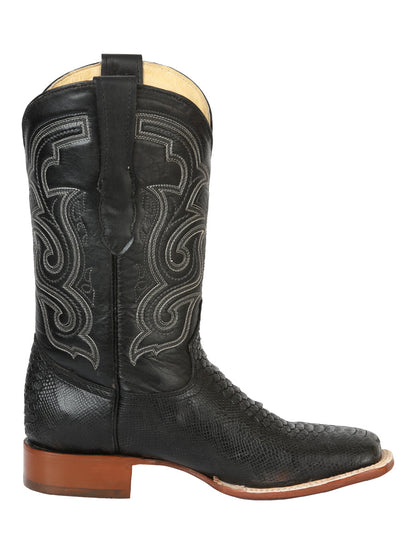 The Bulldog Rodeo Boot — Black Python Print (No. 45433)