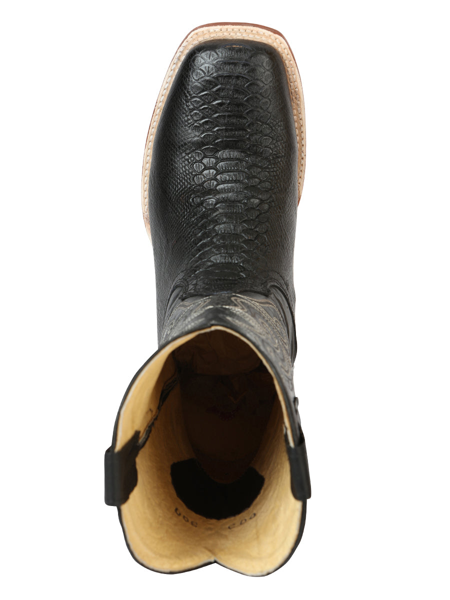 The Bulldog Rodeo Boot — Black Python Print (No. 45433)