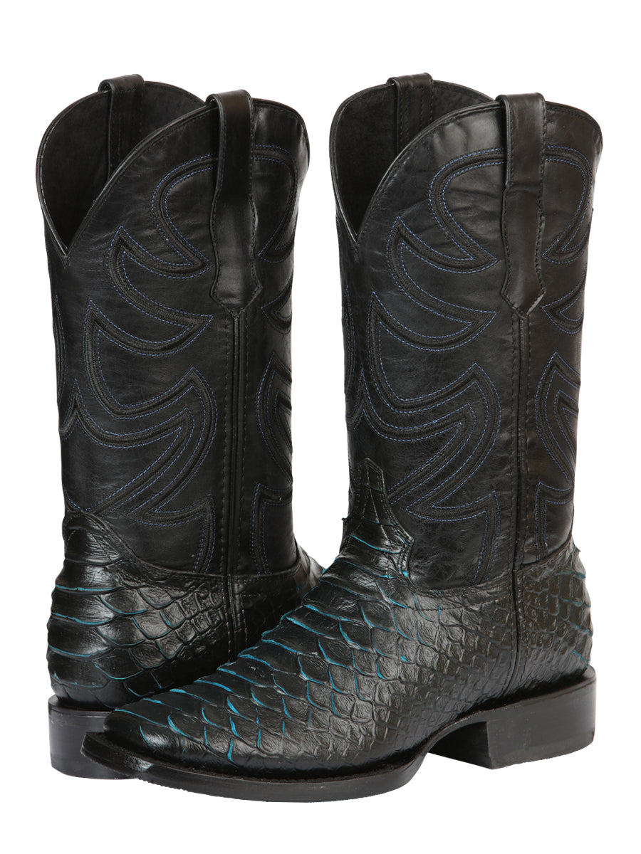 The Pro Rodeo Boot — Black & Blue Python Print (No. 45564)