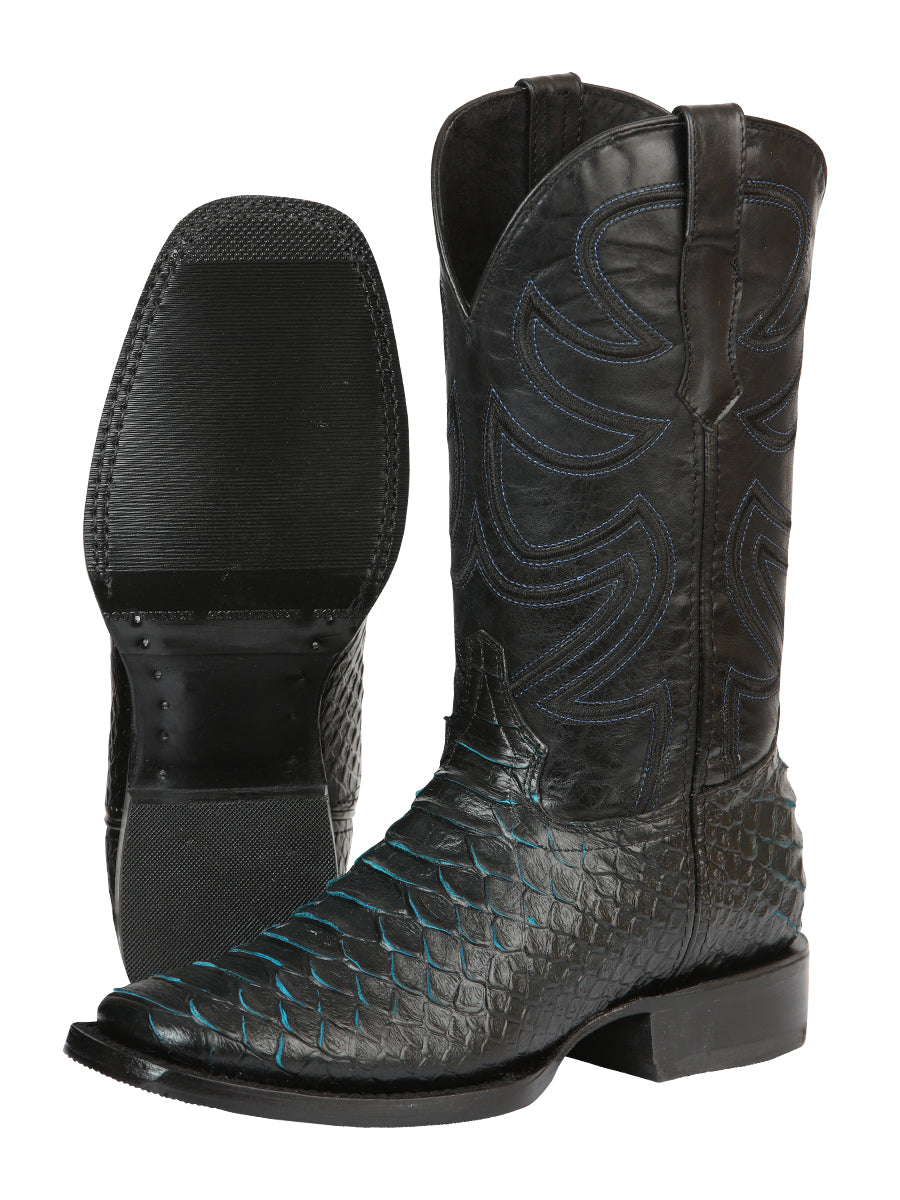 The Pro Rodeo Boot — Black & Blue Python Print (No. 45564)