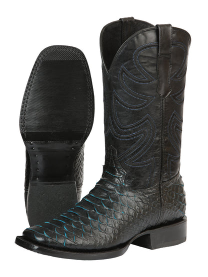 The Pro Rodeo Boot — Black & Blue Python Print (No. 45564)