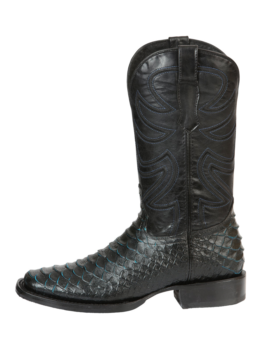 The Pro Rodeo Boot — Black & Blue Python Print (No. 45564)