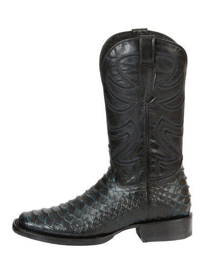 The Pro Rodeo Boot — Black & Blue Python Print (No. 45564)