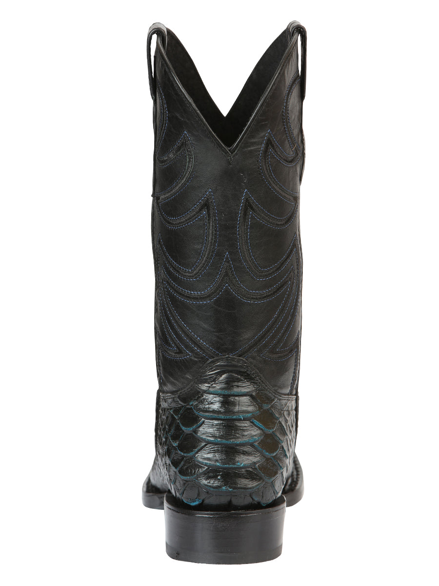 The Pro Rodeo Boot — Black & Blue Python Print (No. 45564)
