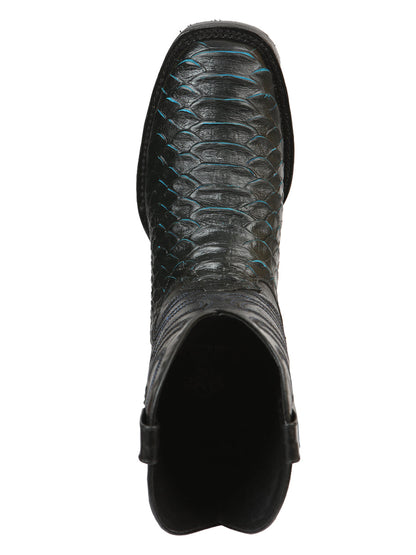 The Pro Rodeo Boot — Black & Blue Python Print (No. 45564)