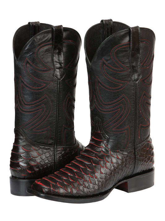 The Pro Rodeo Boot — Black & Red Python Print (No. 45565)