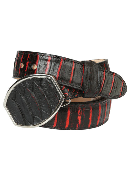 The Vaquero Belt — Black & Red Python Print (No. 45573)