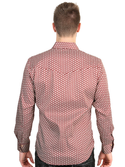 El General Men’s Long Sleeve Western Shirt - Burgundy 45604