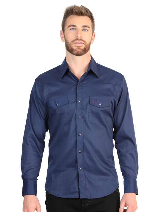 The Stretch Western Shirt — Navy Blue (No. 45616)