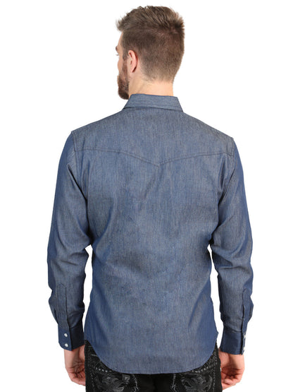 The Stretch Western Shirt — Denim Blue