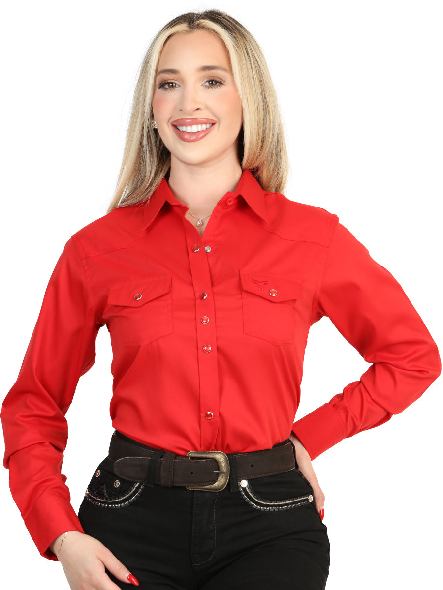 The Women's Stretch Western Shirt — Red (No. 45620)
