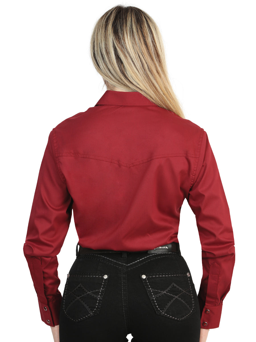 The Women's Stretch Western Shirt — Burgundy (No. 45622)