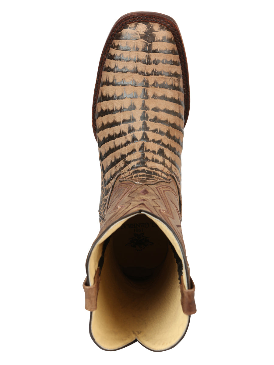 The Pro Rodeo Boot — Tobacco Caiman Print (No. 45664)