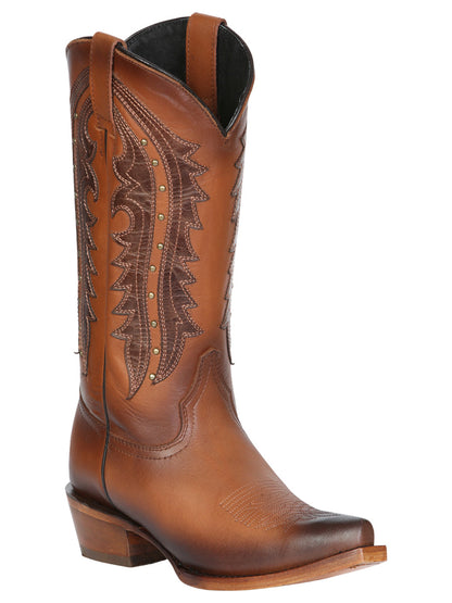 The Women's Square Toe Western Boot — Honey Nobuck (No. 45780)