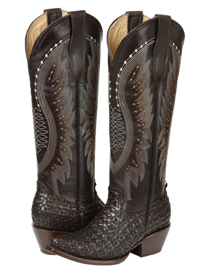 The Women's Embroidered Tall Boot — Chocolate (No. 45782)