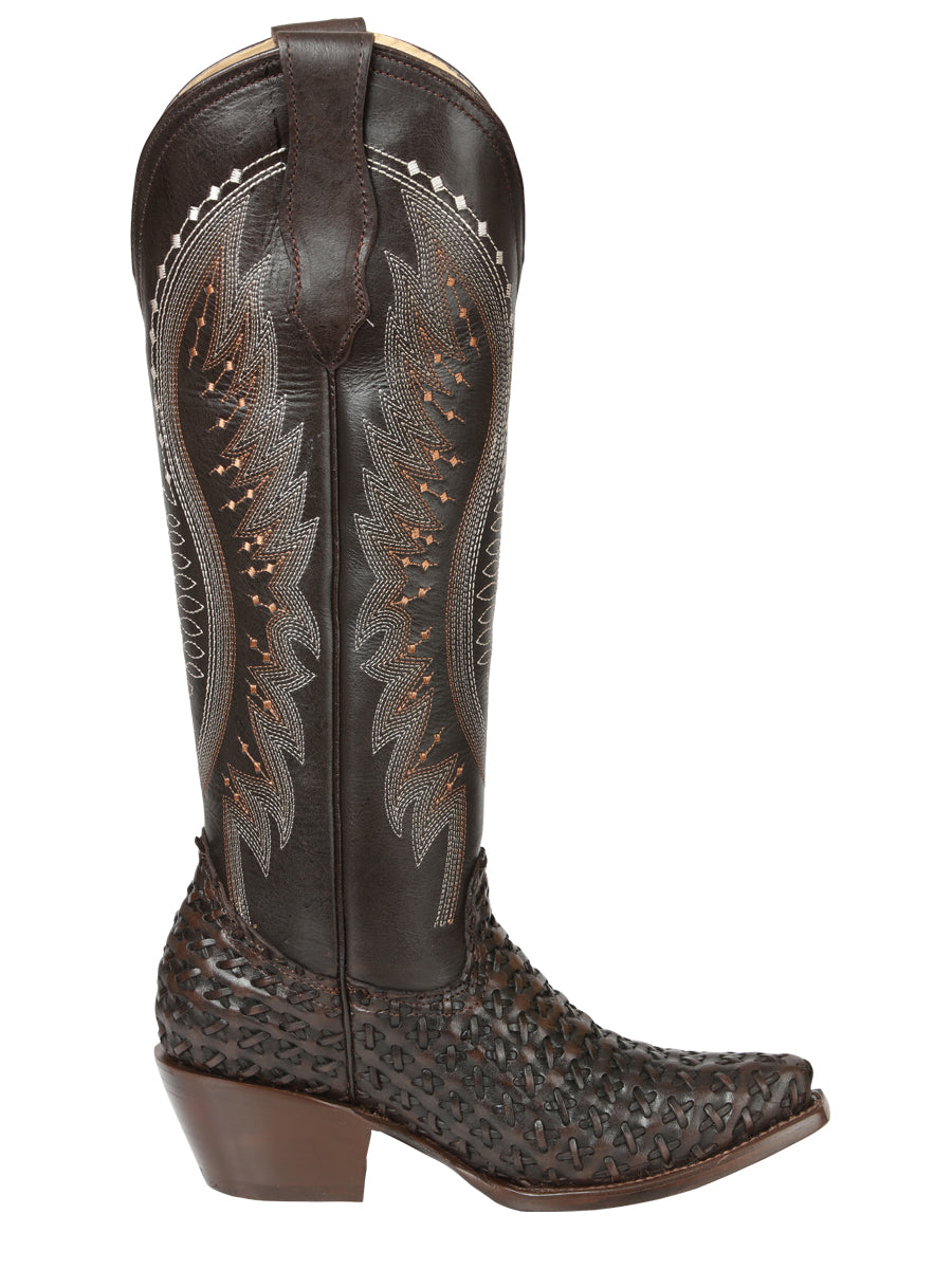 The Women's Embroidered Tall Boot — Chocolate (No. 45782)