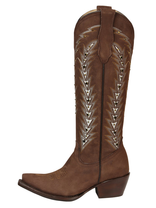 The Women's Embroidered Tall Boot — Brown (No. 45788)