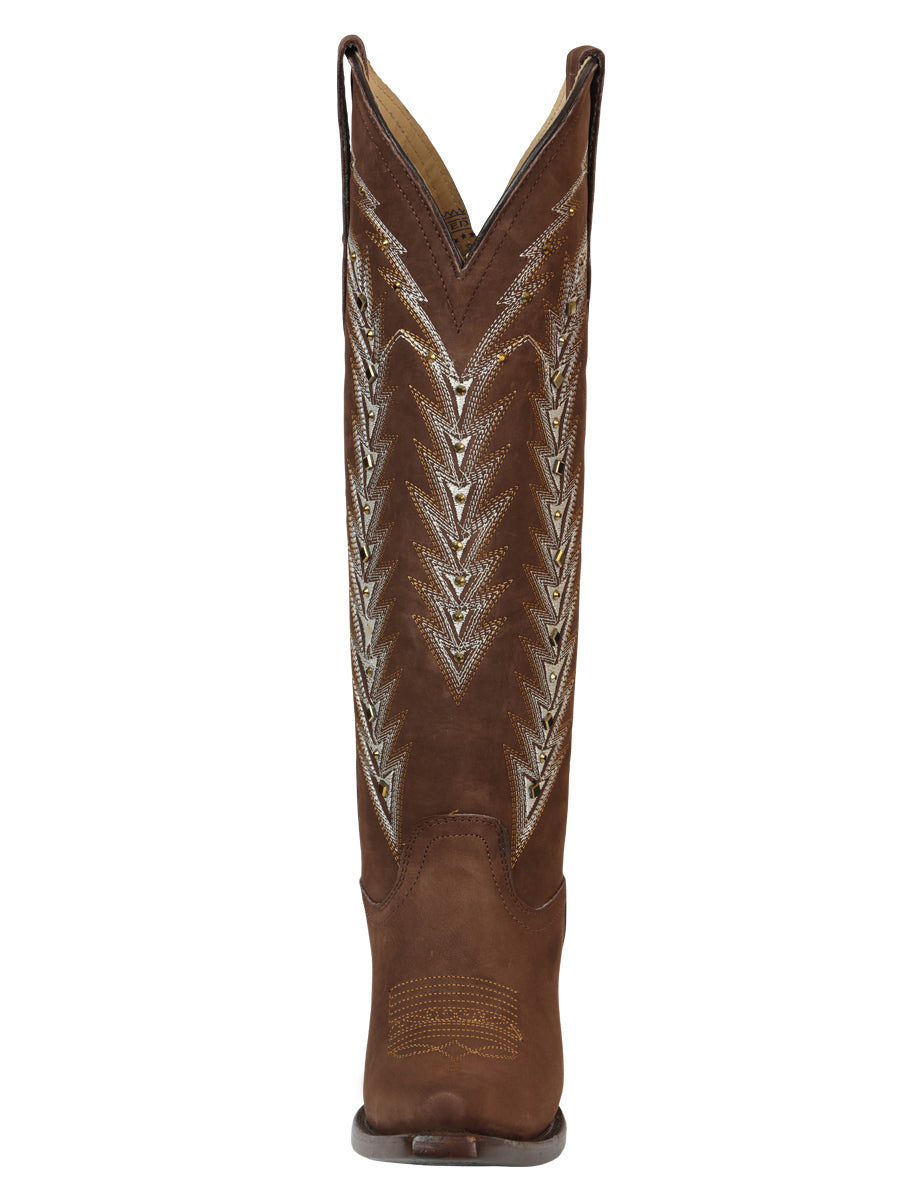 The Women's Embroidered Tall Boot — Brown (No. 45788)