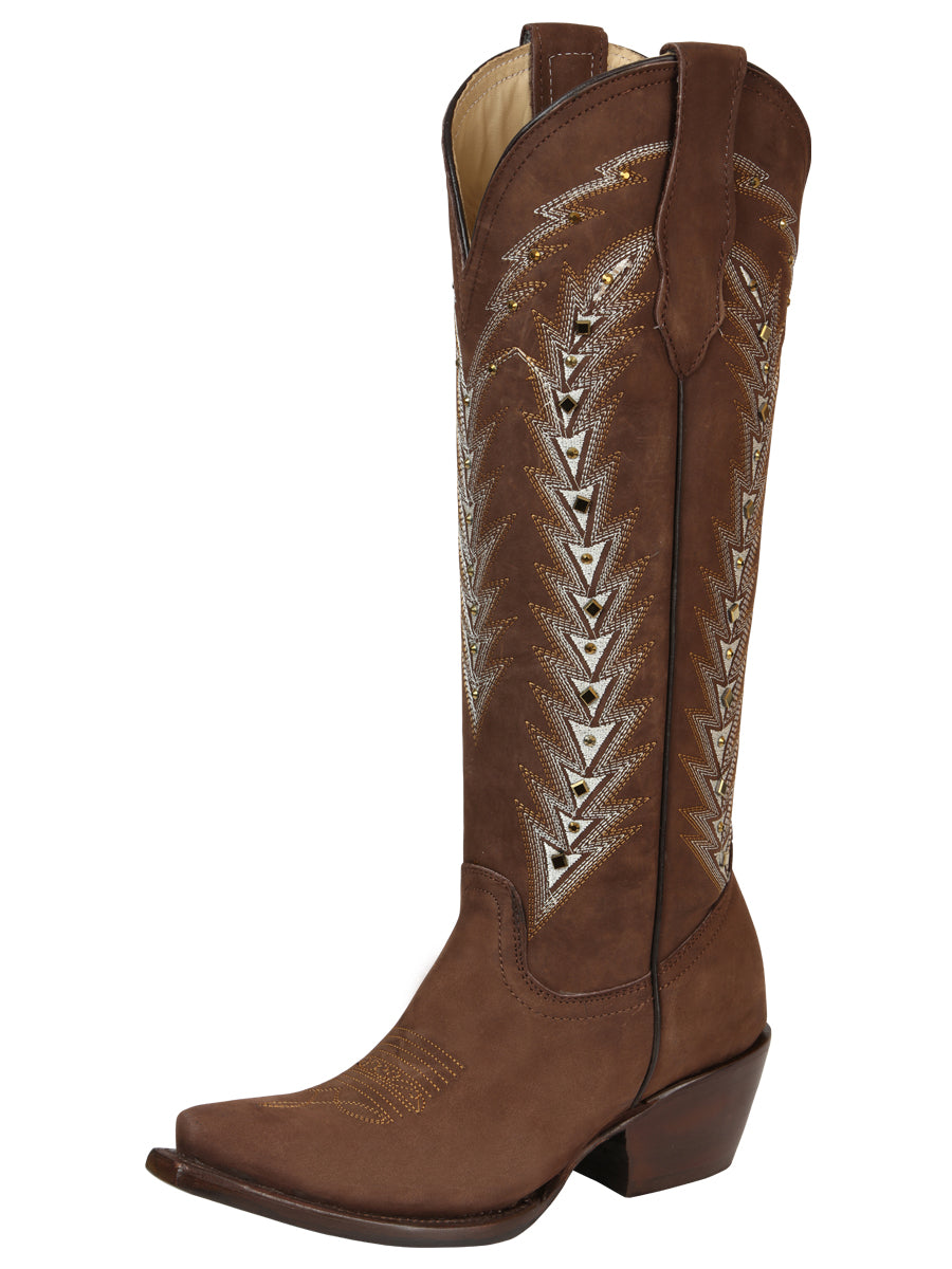 The Women's Embroidered Tall Boot — Brown (No. 45788)