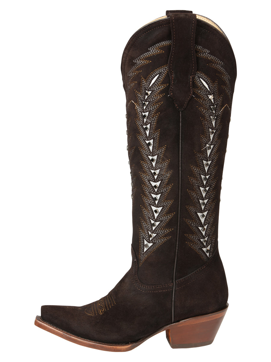 The Women's Embroidered Tall Boot — Dark Brown (No. 45789)
