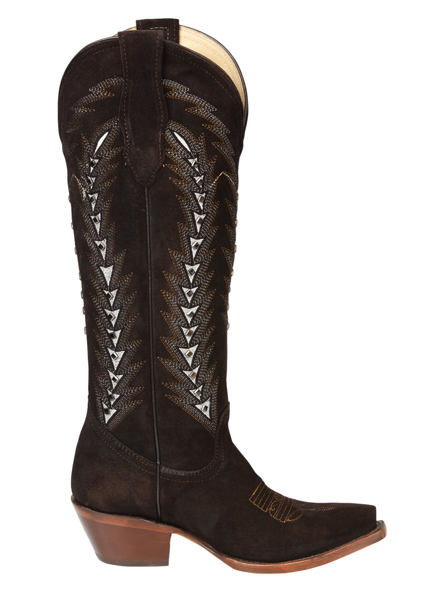 The Women's Embroidered Tall Boot — Dark Brown (No. 45789)