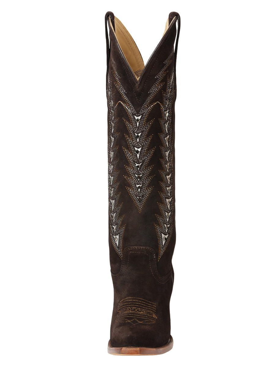 The Women's Embroidered Tall Boot — Dark Brown (No. 45789)