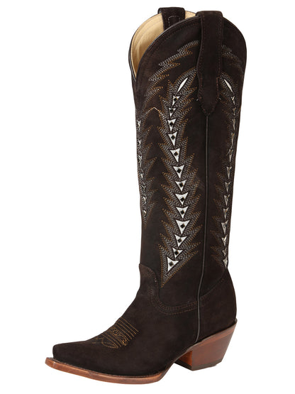 The Women's Embroidered Tall Boot — Dark Brown (No. 45789)