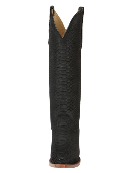 The Women's Tall Western Boot — Black Python Print (No. 45791)