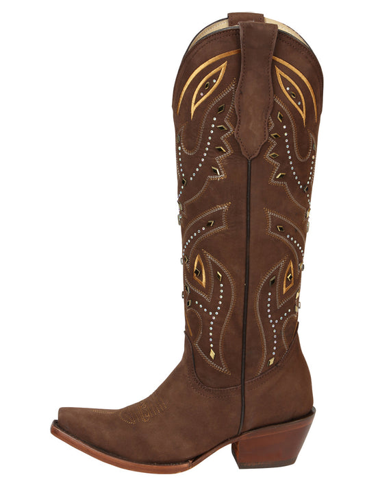 The Women's Embroidered Tall Boot — Brown (No. 45792)