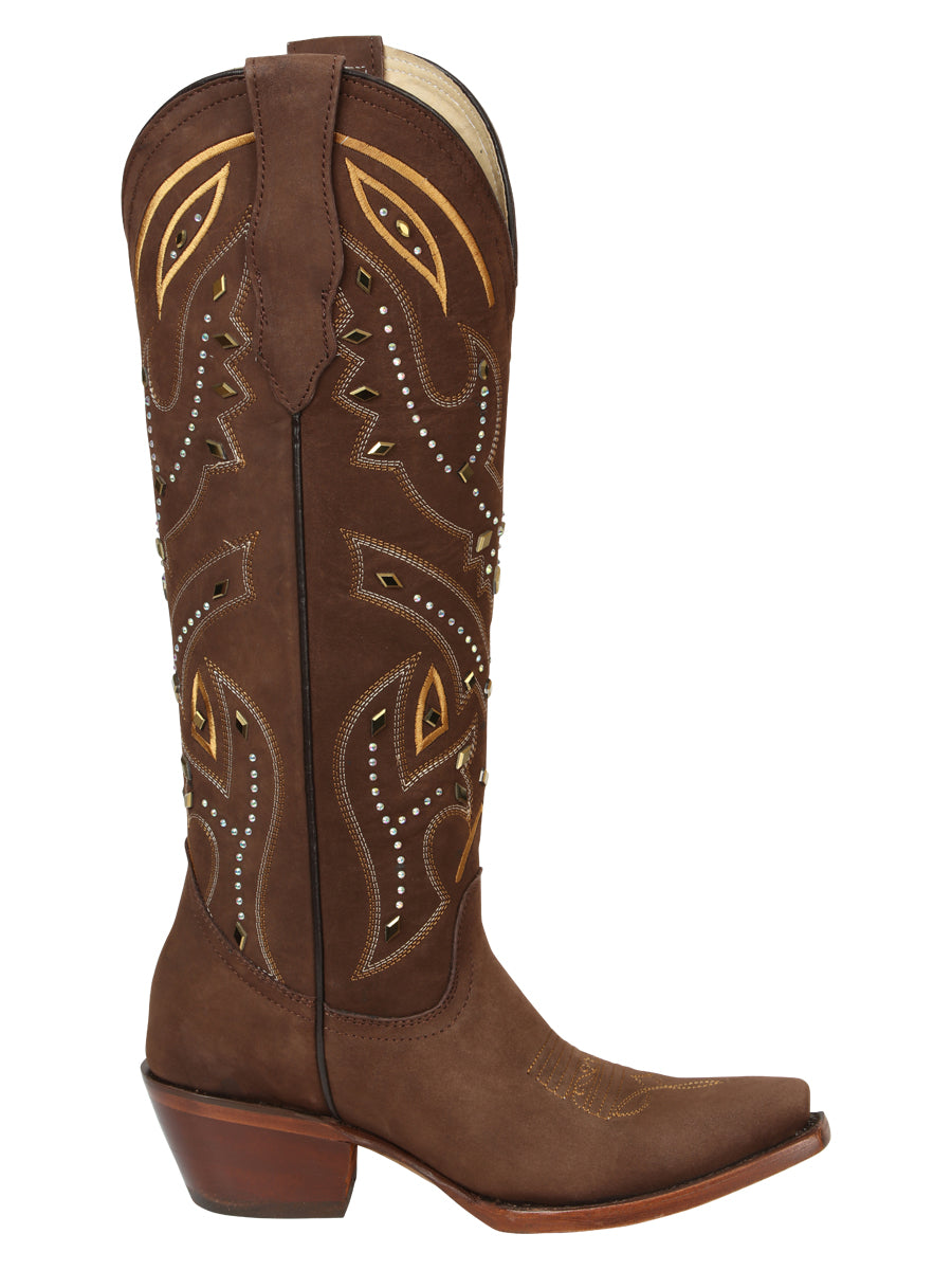The Women's Embroidered Tall Boot — Brown (No. 45792)